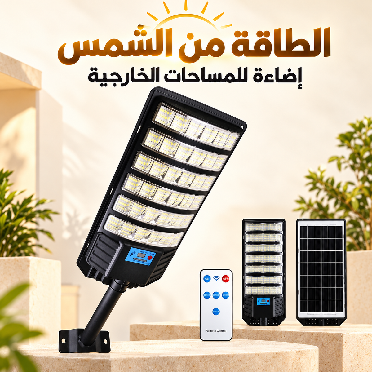 مصباح LED بالطاقة الشمسية مع جهاز التحكم